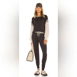 NWOT Monrow Color Block Relaxed Knit Sweater + NWT Matching Pants Set, Sz L